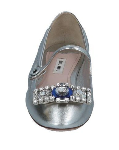 Shop Miu Miu Ballet Flats In Silver