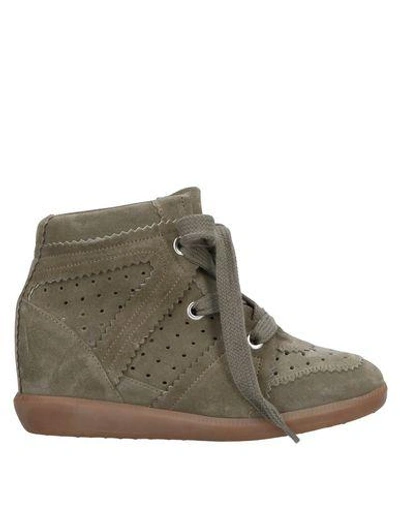 Shop Isabel Marant Woman Sneakers Military Green Size 11 Soft Leather