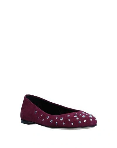 Shop Giuseppe Zanotti Ballet Flats In Garnet