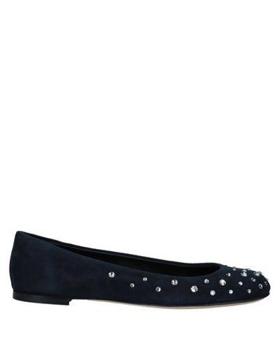 Shop Giuseppe Zanotti Ballet Flats In Dark Blue