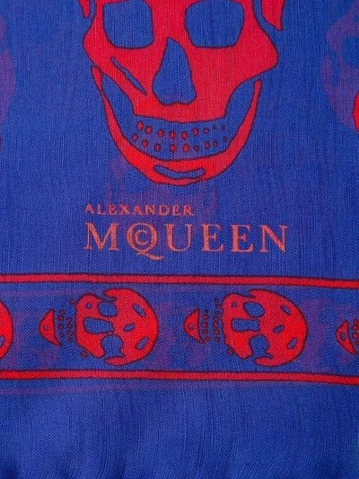 Alexander Mcqueen Skull Print Scarf In Blue