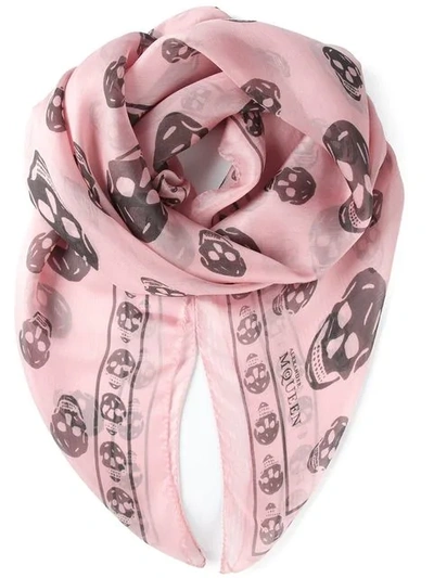 Shop Alexander Mcqueen Skull Print Scarf In Pink