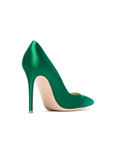 Shop Gianvito Rossi Green Satin 105 Pumps