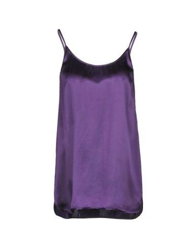 Shop Balmain Silk Top In Purple