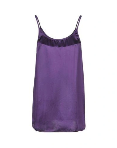 Shop Balmain Silk Top In Purple