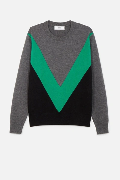 Shop Ami Alexandre Mattiussi Colour Block Sweater In Grey