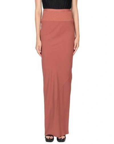 Shop Rick Owens Long Skirts In Pastel Pink