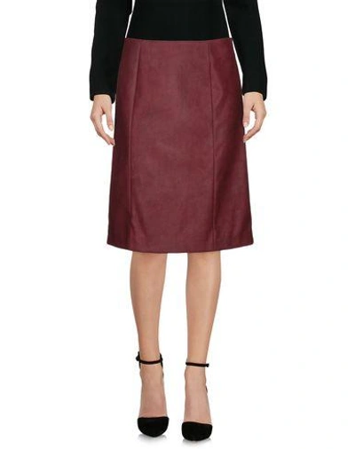 Shop Prada Knee Length Skirt In Maroon