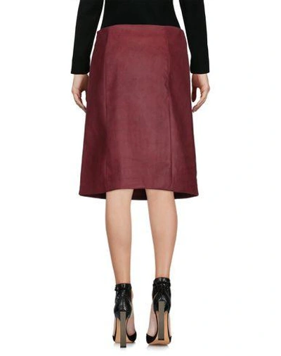 Shop Prada Knee Length Skirt In Maroon