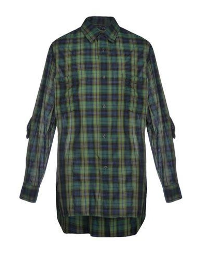 Shop Lanvin Man Shirt Military Green Size 15 ¾ Cotton