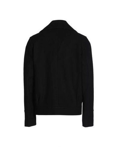 Shop Oak Double Breasted Pea Coat In Black