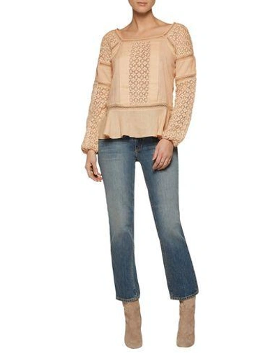 Shop Chelsea Flower Blouses In Beige