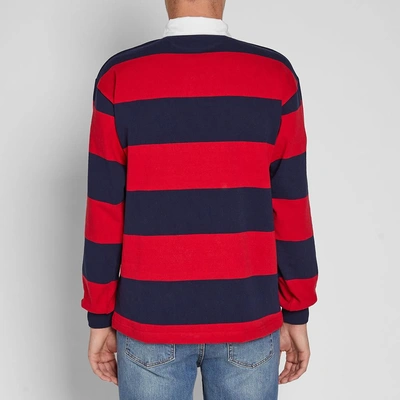 Shop Battenwear Stripe Pocket Rugby Shirt In Red