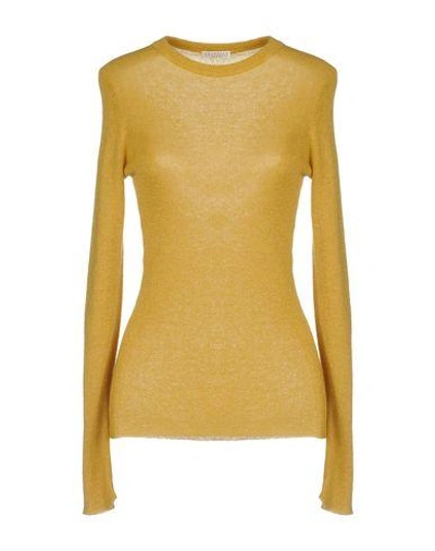 Shop Brunello Cucinelli Woman Sweater Ocher Size M Polyamide, Mohair Wool, Cupro, Wool, Polyester In Yellow