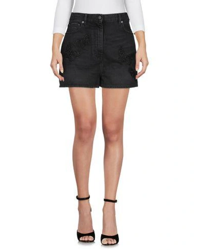 Shop Valentino Denim Shorts In Black
