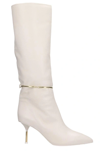 Shop Jil Sander Metal Hoop Tall Boots In White