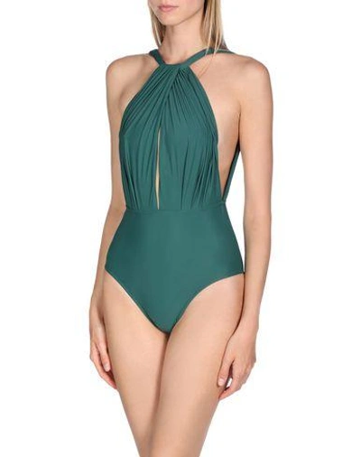 Shop Lenny Niemeyer One-piece Swimsuits In Emerald Green