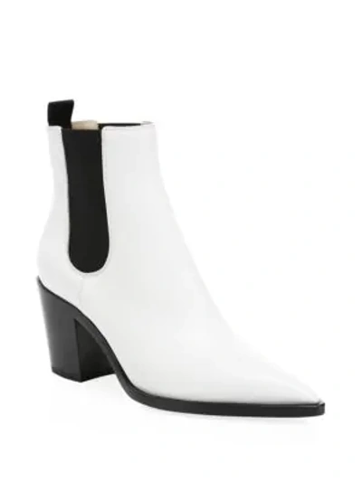 Shop Gianvito Rossi Romney Point-toe Leather Chelsea Boots In White