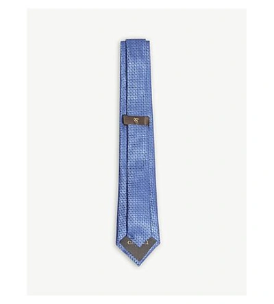 Shop Canali Diamond Dot Silk Tie In Sky Blue