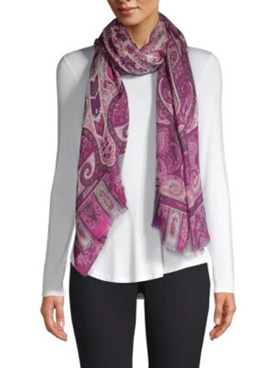 Shop Etro Paisley Print Cashmere Scarf In Pink