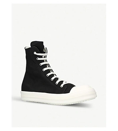 Shop Drkshdw Hi-top Canvas Trainers In Blk/white