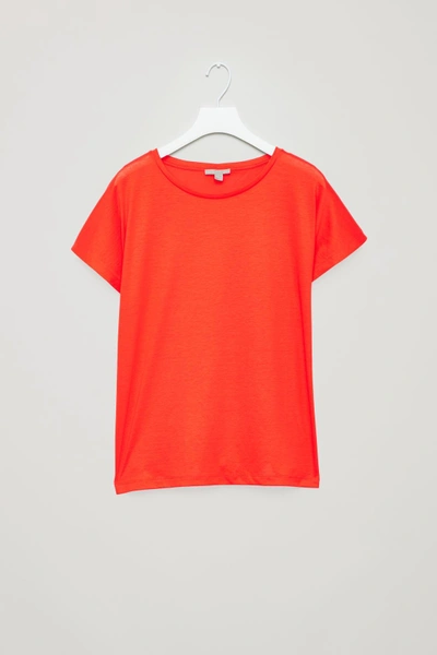 Shop Cos Slim-fit Mercerised Cotton T-shirt In Red