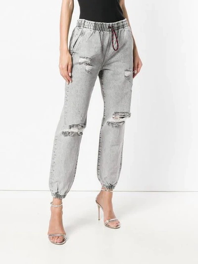 distressed straight-leg trousers