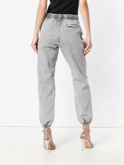 distressed straight-leg trousers