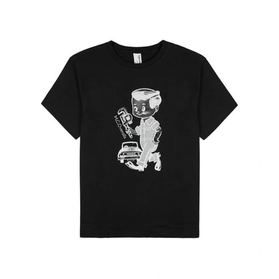 Shop Mc Overalls Black Printed Cotton T-shirt