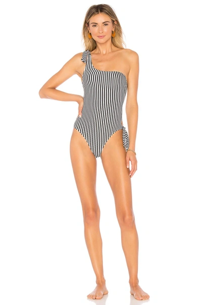Shop Peony Swimwear Knotted One Piece In Black & White