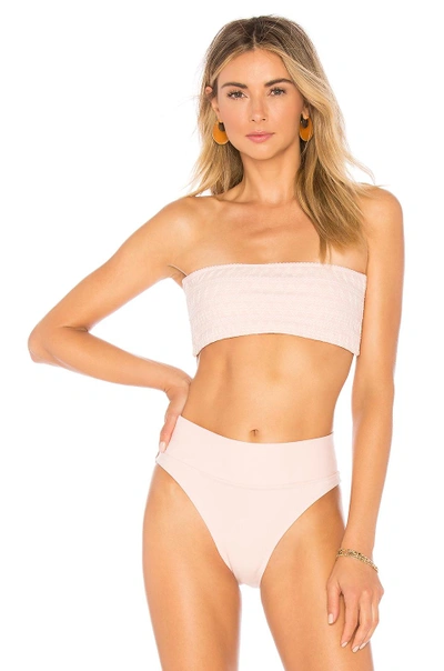 Shop Peony Swimwear Smocked Bandeau Bikini Top In Petal