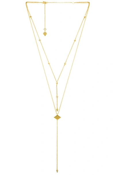 Shop Wanderlust + Co Arya Lariat Necklace In Metallic Gold