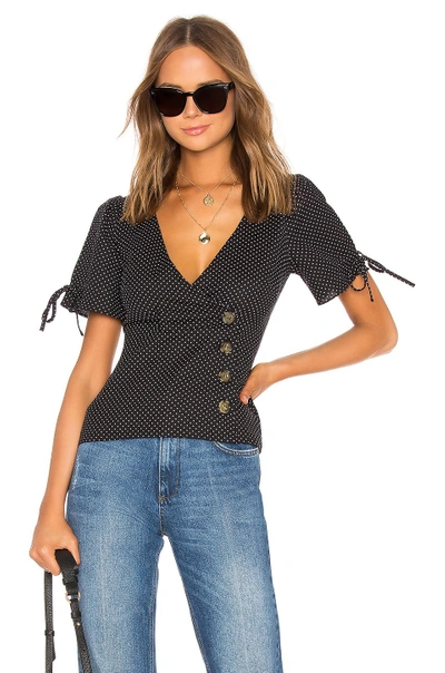 Shop Lpa Fitted Button Up Top With Puff Sleeves In Ditsy Dots