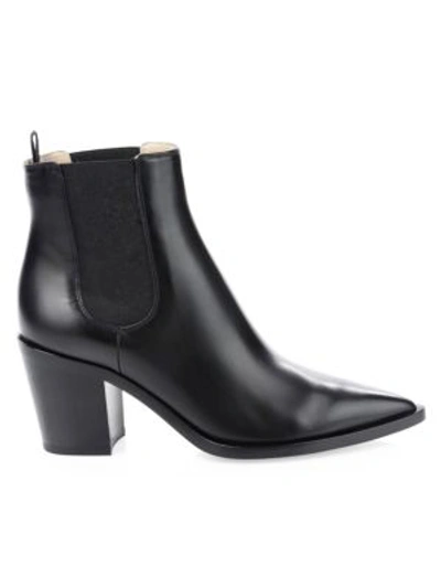 Shop Gianvito Rossi Romney Point-toe Leather Chelsea Boots In Black