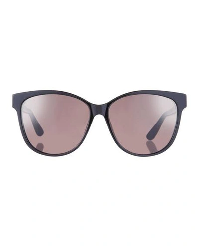 Shop Saint Laurent Mirrored Cat-eye Acetate Sunglasses In Black