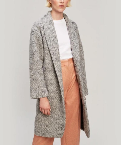 Shop Pas De Calais Single Button Melange Wool Coat In Grey