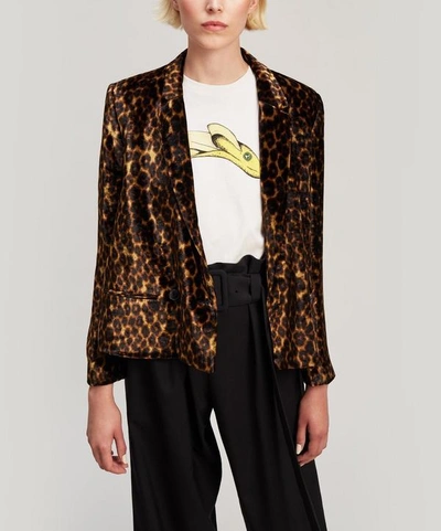 Shop Masscob Franklin Velvet Leopard Print Blazer In White