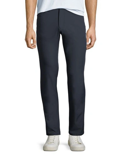 Shop Emporio Armani Men's Techno-stretch Straight-leg Pants In Dark Blue