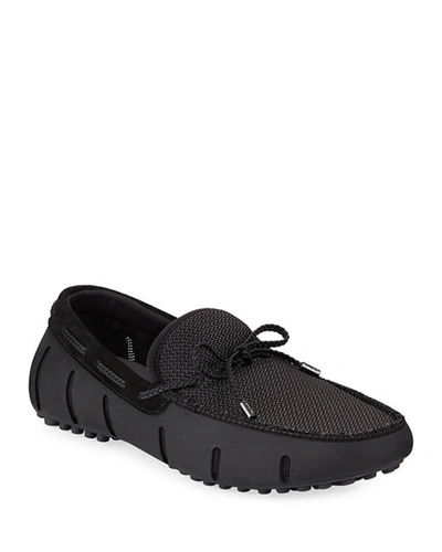 Shop Swims Mesh %26 Rubber Braided-lace Boat Shoe In Black
