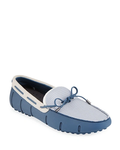 Shop Swims Mesh %26 Rubber Braided-lace Boat Shoe In Blue