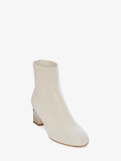 Shop Alexander Mcqueen Sculpted Heel Ankle Boot In Ivory