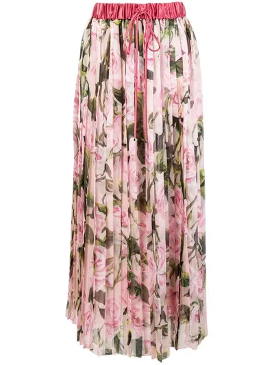 Shop Dolce & Gabbana Floral Pleated Skirt - Pink