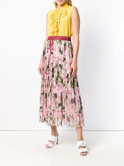 Shop Dolce & Gabbana Floral Pleated Skirt - Pink