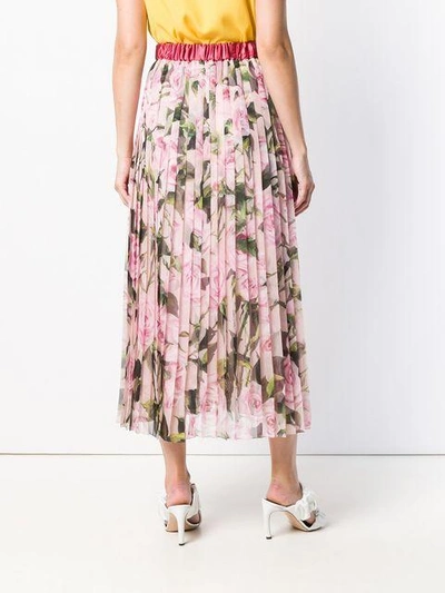 Shop Dolce & Gabbana Floral Pleated Skirt - Pink