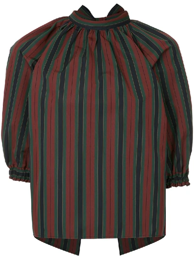 Shop Rosetta Getty Striped Open Back Blouse - Multicolour