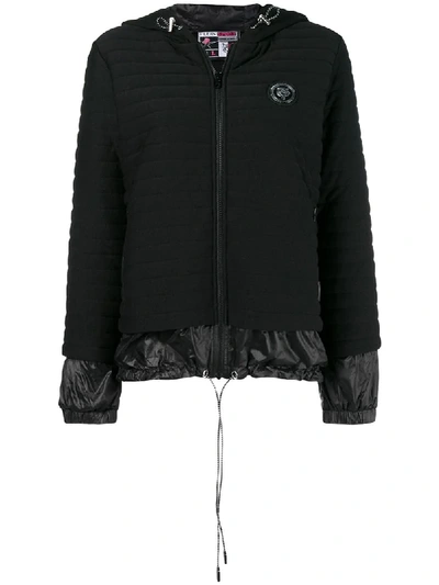 Shop Plein Sport Logo Zipped Quilted Jacket - Black