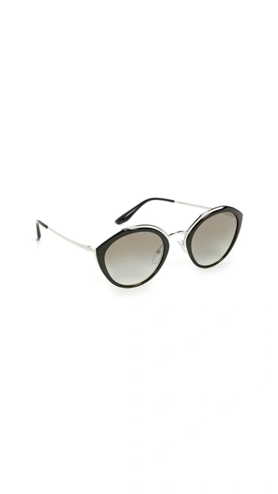 Shop Prada Pr18us Oval Sunglasses In Silver/grey