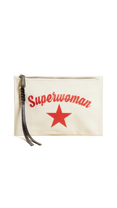 Shop Rebecca Minkoff Superwoman Medium Zip Pouch In Cream