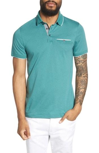 Shop Ted Baker Derry Modern Slim Fit Polo In Teal Tbc