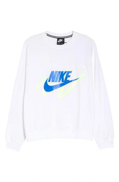 Nike Sportswear Archive Logo Sweatshirt In White/blue | ModeSens